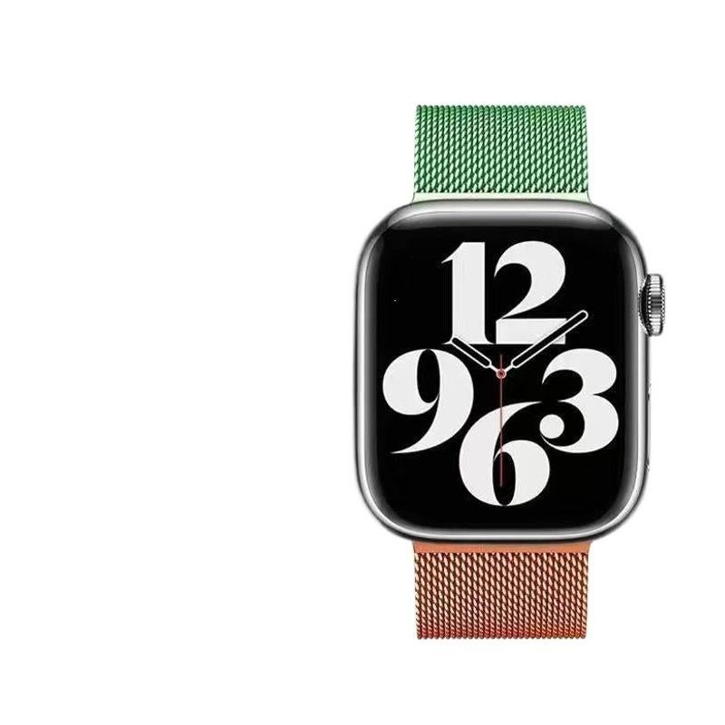 سوار ساعة ذكية سوار معدني من الستانلس ستيل متوافق باللون أخضر قابل للتعديل مع Apple Watch 38/40/41/42/44/45/49mm بملاءمة قابلة للتعديل وحزام بديل بتصميم معدني أنيق - Image 1