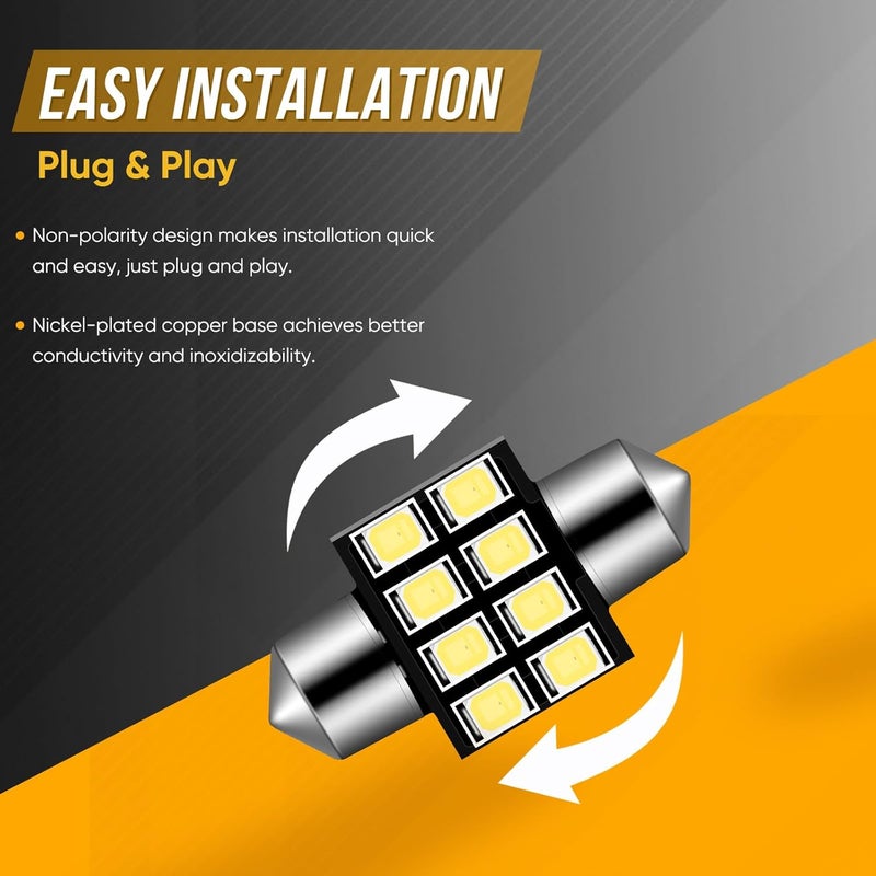 Audak DE3175 DE3022 DE3021 3175 6428 Festoon LED Bulb 30MM Canbus Error Free for Interior Dome Map Lights Door Courtesy Lights Trunk Lights License Plate Lights (Pack of 4) - Image 5