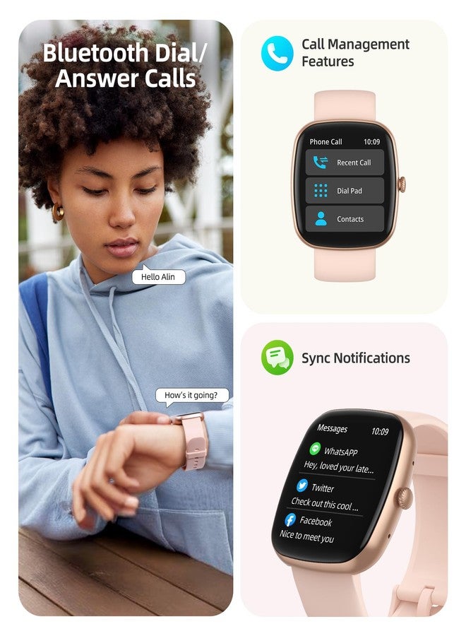 Parsonver ساعة بارسونفر الذكية لهواتف iOS وأندرويد (الرد على المكالمات وإجراءها)، ساعات بشاشة عالية الدقة للنساء، ساعة تتبع اللياقة البدنية مقاومة للماء بمعيار IP68 مع مراقب معدل ضربات القلب والنوم (ذهبي وردي) - Image 2