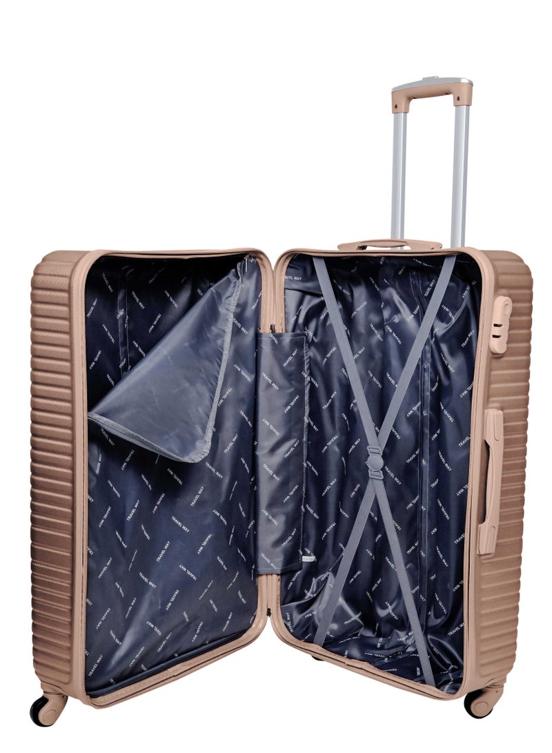TRAVEL WAY TravelWay Lightweight Checked Suitcase Luggage Trolley - Hardshell Suitcase for 40kg Spinner Luggage for Travel | ABS Material with 4 Spinner Wheels (Golden, 32 Inches (81 cm))  - Image 3