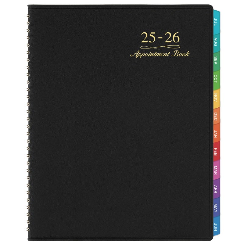 Poluma كتاب المواعيد الأسبوعي 2025-2026 - كتاب المواعيد 2025-2026، يوليو 2025 - يونيو 2026، مخطط يومي/ساعة مع علامات، 15 دقيقة، 8.26" × 10.7"، مربوط بأسلاك - أسود - Image 1