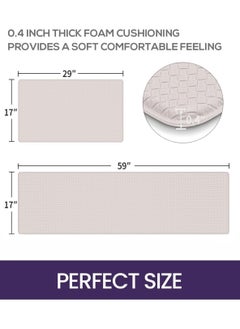 Generic Anti-Fatigue Kitchen Mat & Rug - Set of 2 Cushioned Non-Slip Waterproof Kitchen Floor Mats, Great for Use in Front of Sink, PVC, Memory Foam. Comfort Decor. Runner Rugs for Home, Office, Laundry Room (Beige) 44 X 75,44 X120Cm  - Image 2