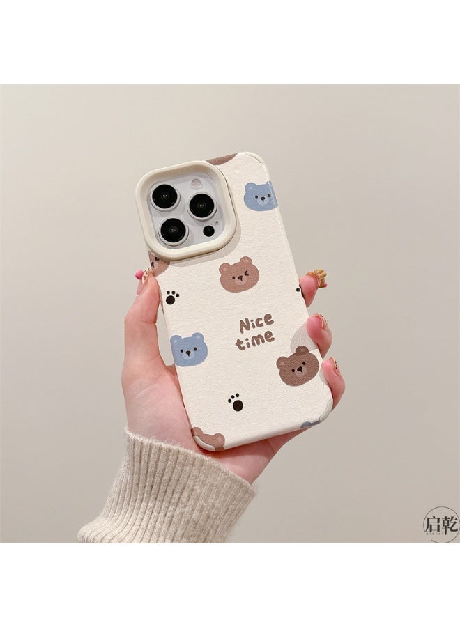 NIBEMINENT Footprint Bear Head Protective TPU Case Cover For iPhone 16 Pro