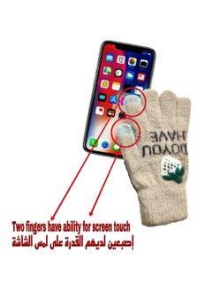 Generic Women girly strawberry mobile screen touch fingers winter wool gloves  - Image 1