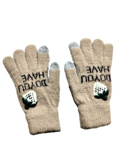 Generic Women girly strawberry mobile screen touch fingers winter wool gloves  - Image 2