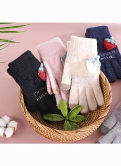 Generic Women girly strawberry mobile screen touch fingers winter wool gloves  - Image 4