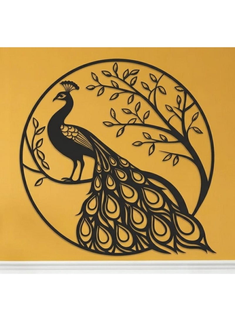 Premium Peacock Metal Wall Art - Modern 3D Laser Cut Decorative Panel for Living Room & Office (500mm x 500mm) - Image 2
