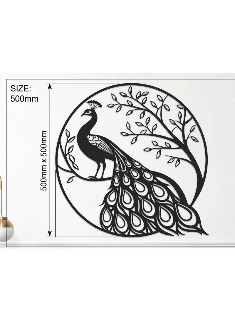 Premium Peacock Metal Wall Art - Modern 3D Laser Cut Decorative Panel for Living Room & Office (500mm x 500mm) - Image 4