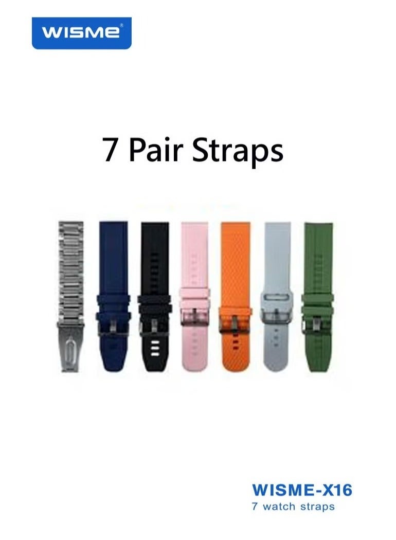 WISME X16 Round Curved Display Smartwatch with 7 Strap Pairs and Charging Cable – Stylish Smartwatch for Men in Silver - Image 5