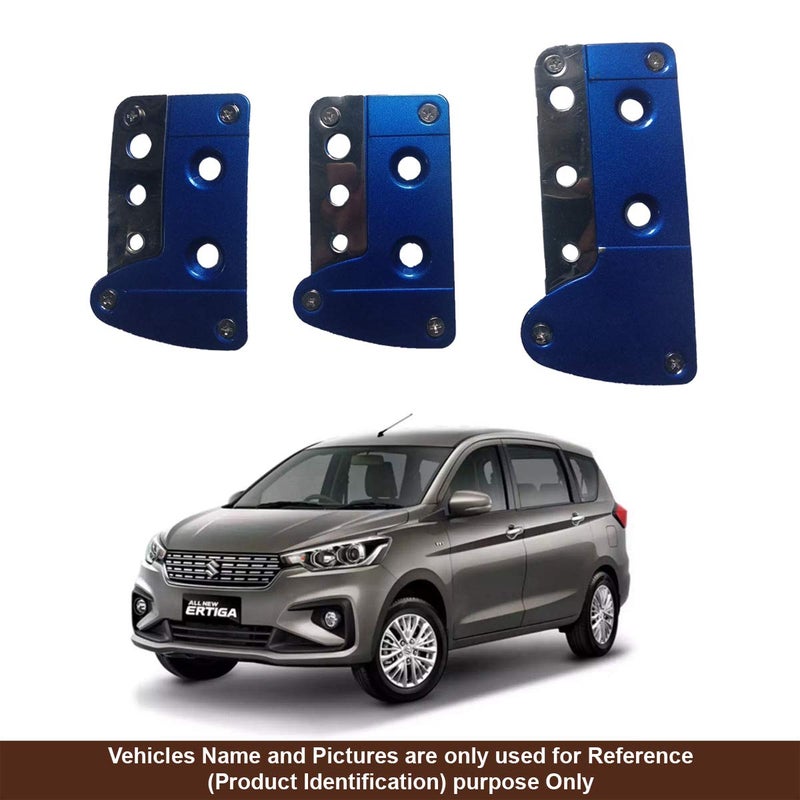 Oshotto 3 Pcs Non-Slip Manual CS-036 Car Pedals Kit Pad Covers Set Compatible with Maruti Suzuki Ertiga 2018-2025 (Blue) - Image 1