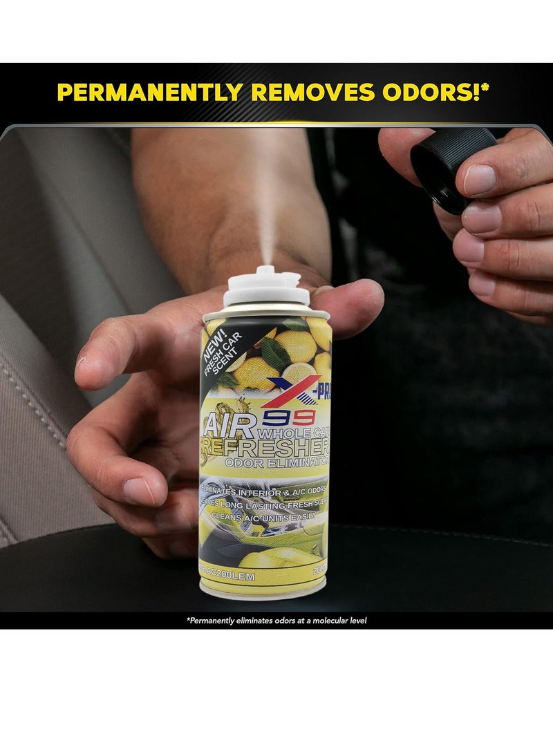 X Pro 99 X-PRO 99 Whole Car Air Refresher Odor Eliminator Lemon Scent 200ml (3 PCS) Car AC Cleaner Spray Interior Deodorizer Air Conditioning Freshener Vent Cleaner Smoke Odor Remover Pet Smell Eliminator Long Lasting Fragrance Cabin Refresh Treatment Pack - Image 3