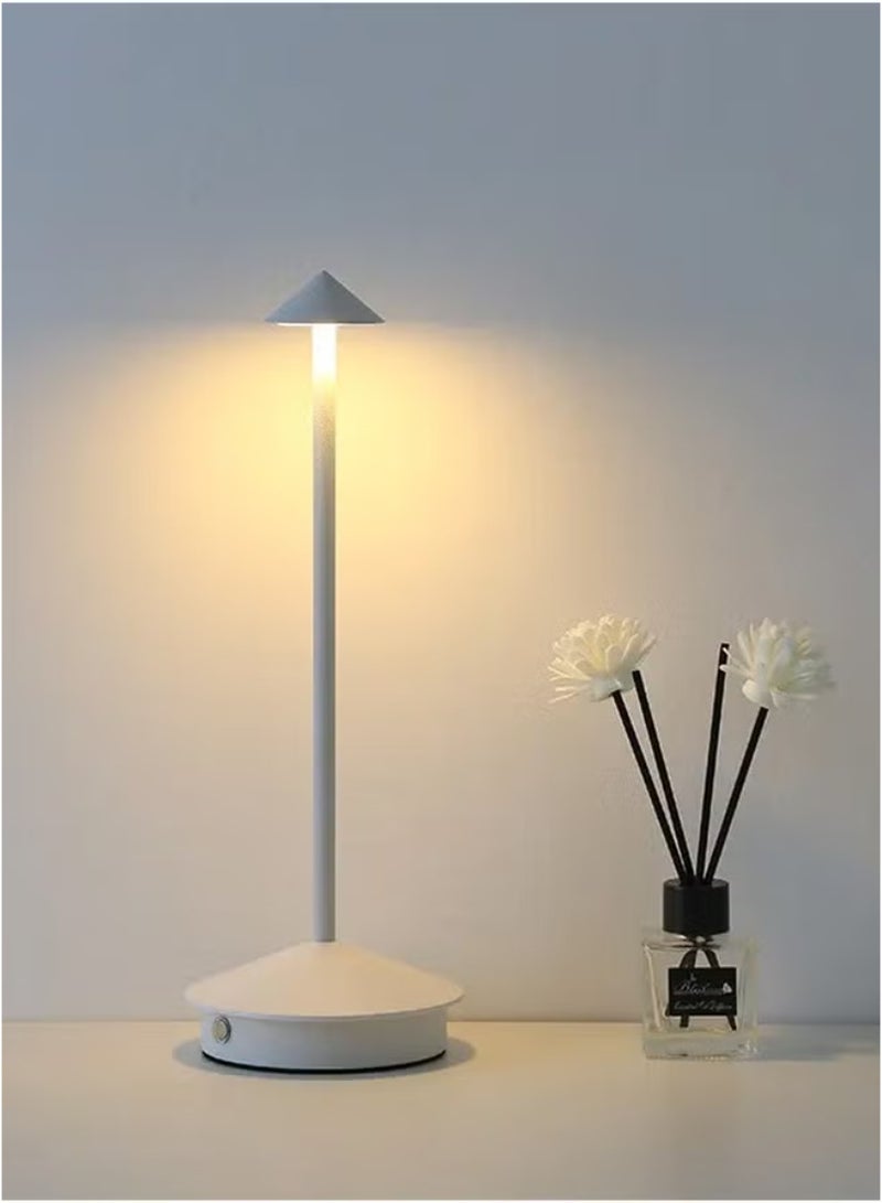 Tertial Cordless Rechargeable LED Table Lamp - 3-Color Dimmable Touch Light with 1200mAh Battery for Indoor and Outdoor Use - 30x10.4x10.4 cm - White - Image 2