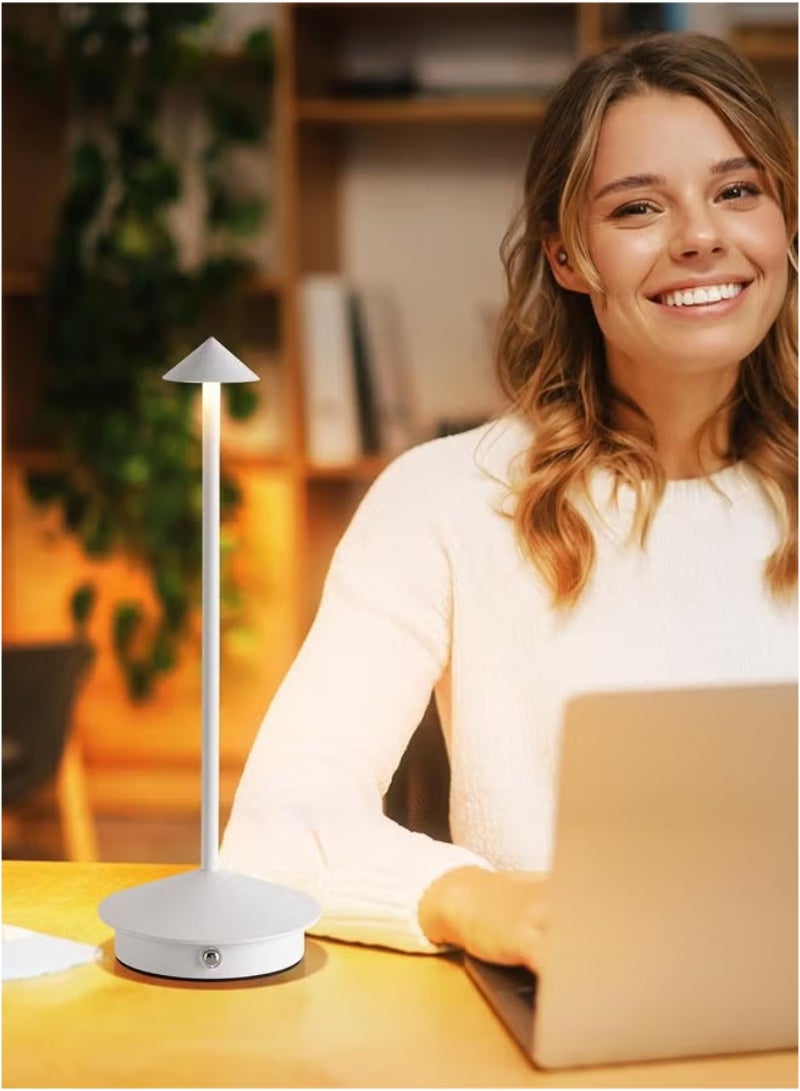 Tertial Cordless Rechargeable LED Table Lamp - 3-Color Dimmable Touch Light with 1200mAh Battery for Indoor and Outdoor Use - 30x10.4x10.4 cm - White - Image 3