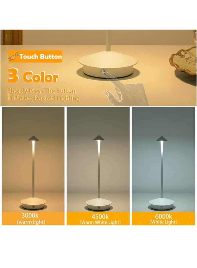 Tertial Cordless Rechargeable LED Table Lamp - 3-Color Dimmable Touch Light with 1200mAh Battery for Indoor and Outdoor Use - 30x10.4x10.4 cm - White - Image 4