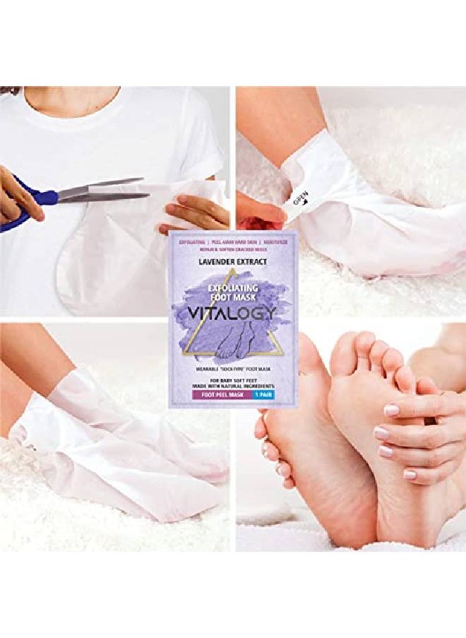 VITALOGY - Foot Peel Mask For Dead Skin Removal 2 Pairs | Exfoliating Foot Mask Peeling Feet Mask | Foot Hydrating Sock Pedicure Essential | Make Your Feet Baby Soft Repair Rough Heels Lavender - Image 1
