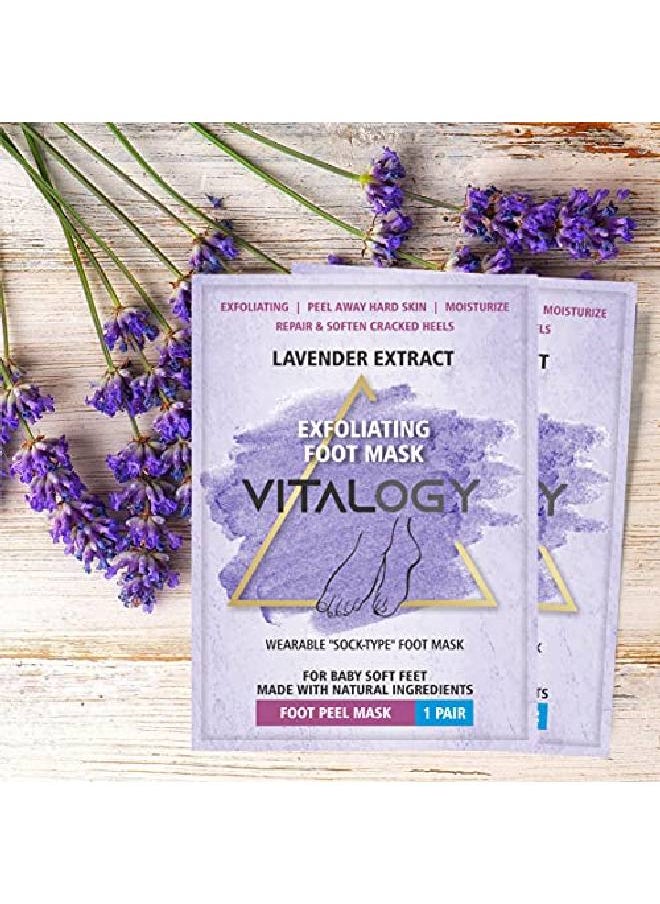 VITALOGY - Foot Peel Mask For Dead Skin Removal 2 Pairs | Exfoliating Foot Mask Peeling Feet Mask | Foot Hydrating Sock Pedicure Essential | Make Your Feet Baby Soft Repair Rough Heels Lavender - Image 1