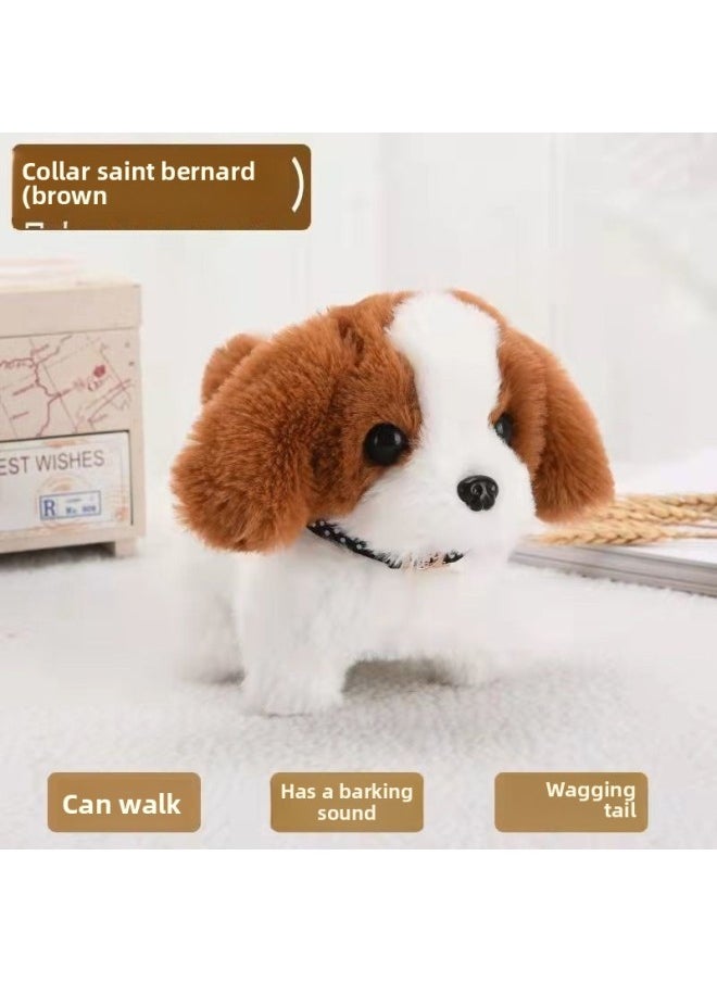 Children's Toy Dog Electric Plush Walking Electronic Machine Simulation Boys And Girls Simulation Small Cross-border-Color:Saint Bernard (battery Delivery)  - Image 1