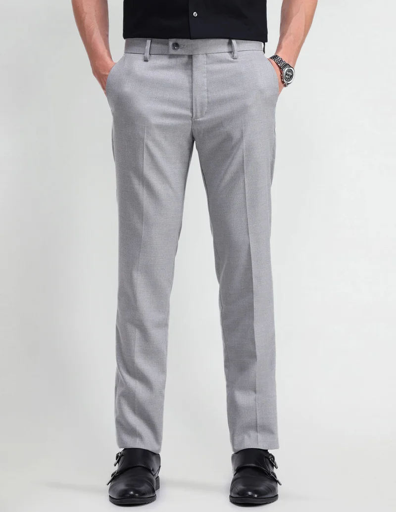 Arrow Slim Fit Solid Dobby Trousers
