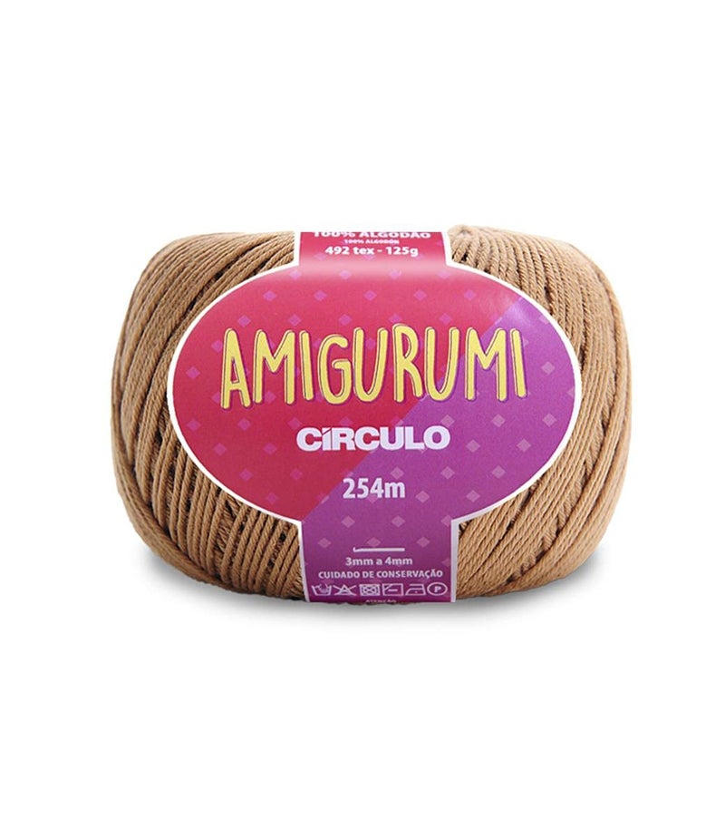 Circulo Amigurumi Cotton Mercerized Brazilian Virgin Cotton Soft Brown Yarn Art Sport Weight 44 oz 278 yds Color 7625 Chestnut