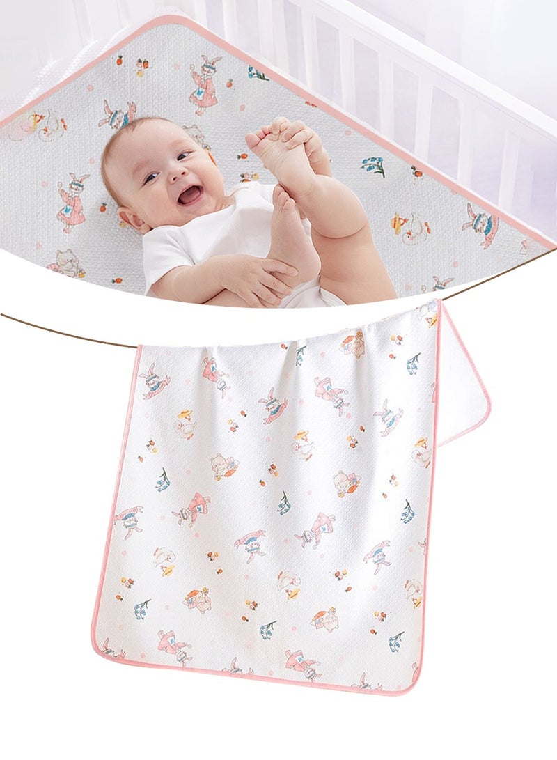 Baby Cotton Sleeping Pad, Waterproof Baby Pad, Diaper Pad, 100% Cotton Surface, Waterproof, Leak-proof and Breathable, Washable Mattress Protector for Toddlers and Adults, Colorful Stripes (56x100cm) - Image 1