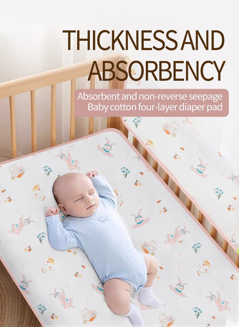 Baby Cotton Sleeping Pad, Waterproof Baby Pad, Diaper Pad, 100% Cotton Surface, Waterproof, Leak-proof and Breathable, Washable Mattress Protector for Toddlers and Adults, Colorful Stripes (56x100cm) - Image 5