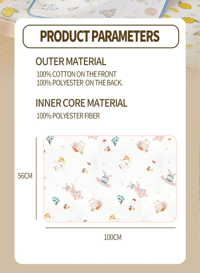 Baby Cotton Sleeping Pad, Waterproof Baby Pad, Diaper Pad, 100% Cotton Surface, Waterproof, Leak-proof and Breathable, Washable Mattress Protector for Toddlers and Adults, Colorful Stripes (56x100cm) - Image 3