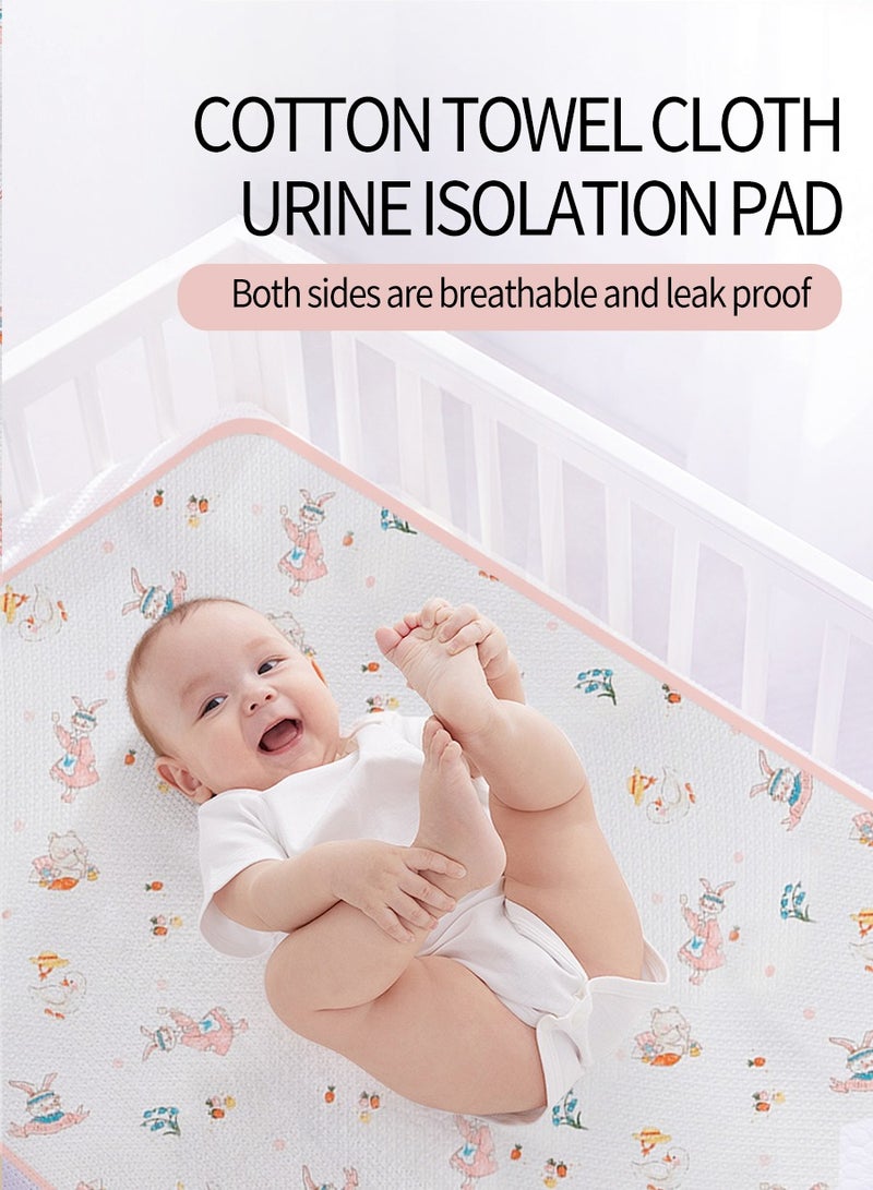 Baby Cotton Sleeping Pad, Waterproof Baby Pad, Diaper Pad, 100% Cotton Surface, Waterproof, Leak-proof and Breathable, Washable Mattress Protector for Toddlers and Adults, Colorful Stripes (56x100cm) - Image 2