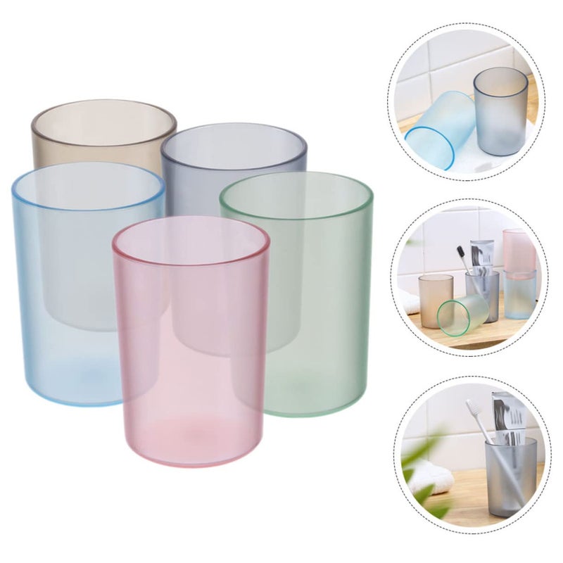 5 Pcs Travel Mouthwash Cups Plastic Tumblers for Bathroom and Toothbrush Storage - Image 3