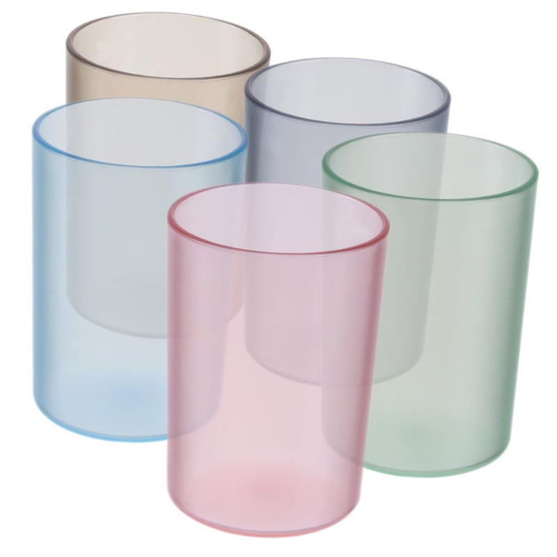 5 Pcs Travel Mouthwash Cups Plastic Tumblers for Bathroom and Toothbrush Storage - Image 2