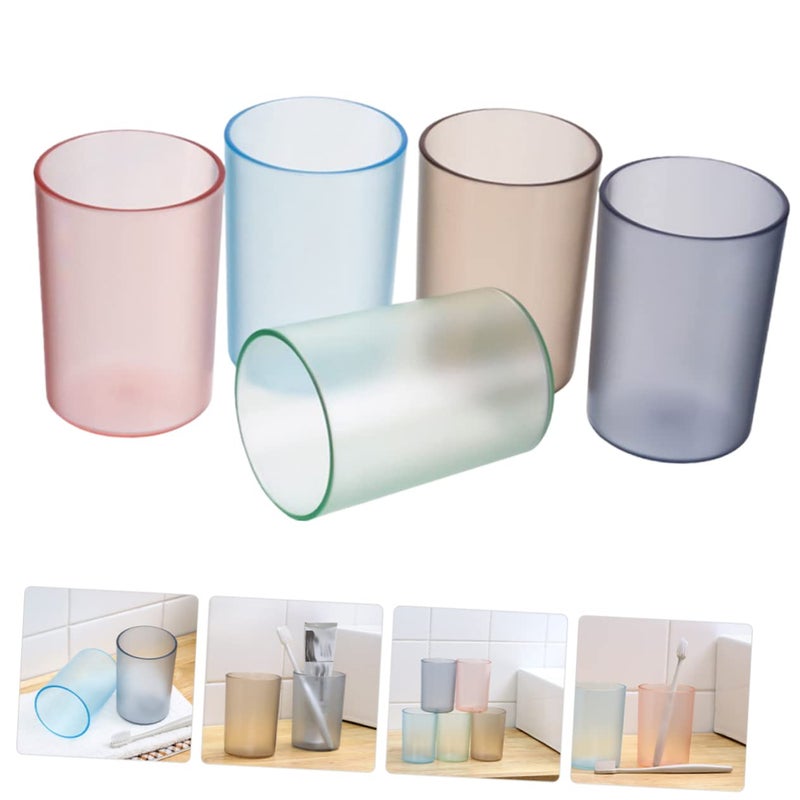 5 Pcs Travel Mouthwash Cups Plastic Tumblers for Bathroom and Toothbrush Storage - Image 5