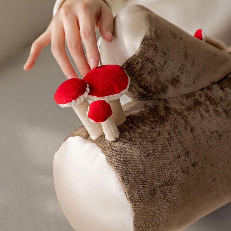 Shapeazy Mushroom Tree Log Pillow - Long Cylinder Decorative Throw Pillow for Couch, Sofa & Bed, Modern Chic Nature-Themed Pillow, Woodland Stump Accent Pillow for Living Room, Nursery, Home Decor - Image 3