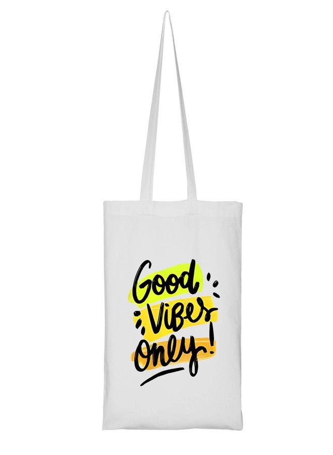 Clapcart Reusable Zipper Tote Bag for Women/Girls | Multipurpose 100% Organic Cotton Printed Tote Bags | Shopping Sturdy Canvas Bag with 12kgs Capacity (Good Vibes Only Prints) - Image 2