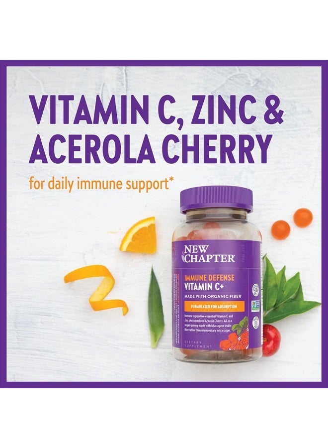 New Chapter Vitamin C+ Gummies – 40% Less Sugar§, Excellent Source of Vitamin C, Two Daily Gummies for Immune Support with Acerola Cherry, Vegan, Non-GMO, Gluten Free, Citrus Flavored, 60ct - Image 3