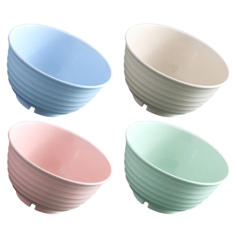 Wheat Straw Soup Bowls 4pcs Large Microwave Safe Sturdy Unbreakable - Image 2