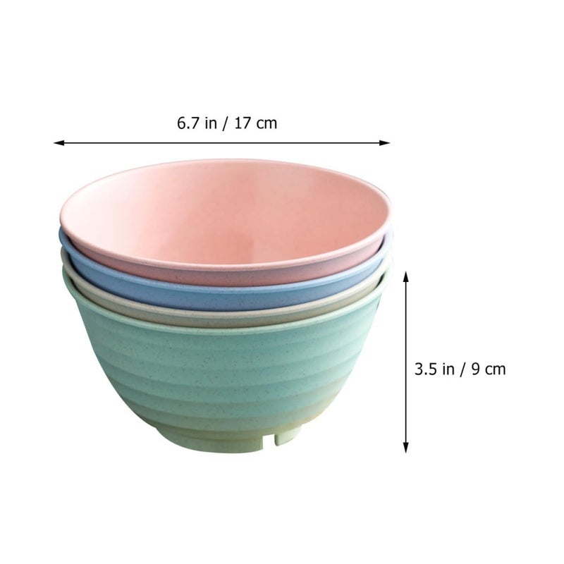 Wheat Straw Soup Bowls 4pcs Large Microwave Safe Sturdy Unbreakable - Image 3