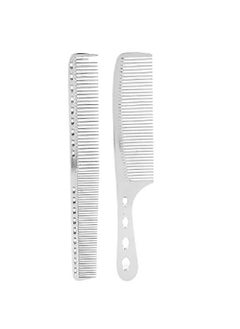Semme Professional Durable Space Aluminum Barber Combs For Hairdressing 2Pcs/Set Hair Comb Space Aluminum Stainless Steel Antistatic Sparse Haircut Comb Beauty Tool  - Image 1