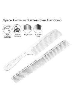 Semme Professional Durable Space Aluminum Barber Combs For Hairdressing 2Pcs/Set Hair Comb Space Aluminum Stainless Steel Antistatic Sparse Haircut Comb Beauty Tool  - Image 4