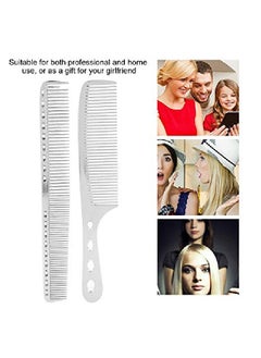 Semme Professional Durable Space Aluminum Barber Combs For Hairdressing 2Pcs/Set Hair Comb Space Aluminum Stainless Steel Antistatic Sparse Haircut Comb Beauty Tool  - Image 5