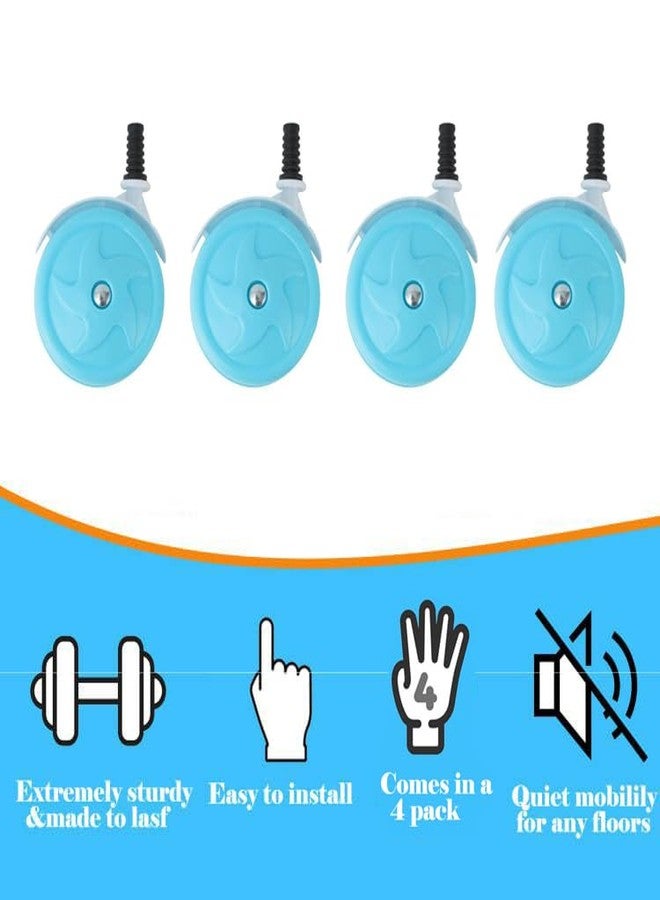 WYI Baby Walker Big Wheels Replacement, Set of 4, Baby Walker Accessories, Plastic Wheels Casters (10mm, Blue) - Image 3