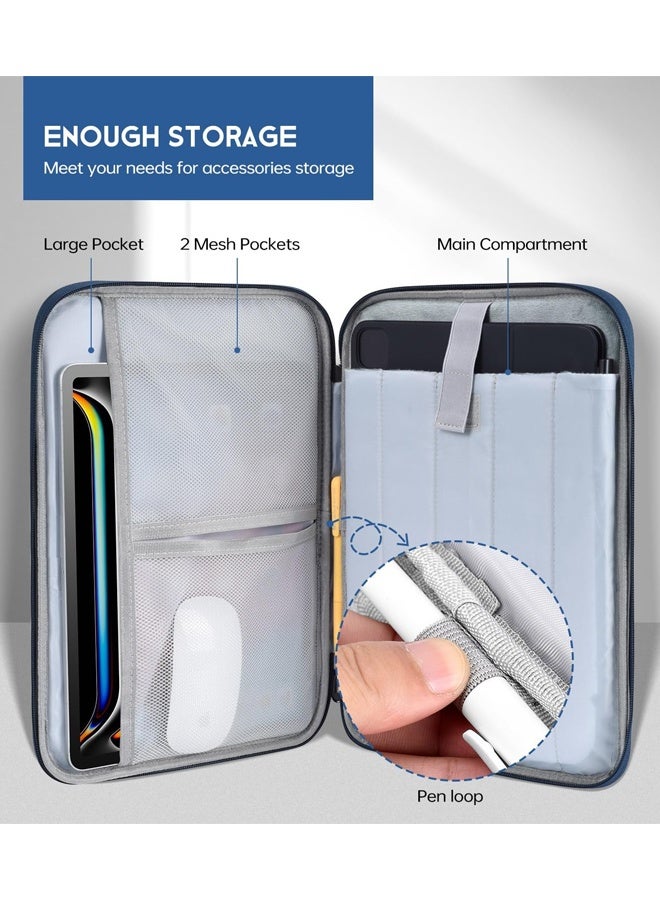 جراب iPad مقاس 11 بوصة، حقيبة حمل سفر مبطنة لجهاز iPad Pro M4 مقاس 11 بوصة وiPad Air M2 M3 وiPad مقاس 11 بوصة A16 حقيبة بمقبض مقاوم للصدمات - أزرق - Image 3