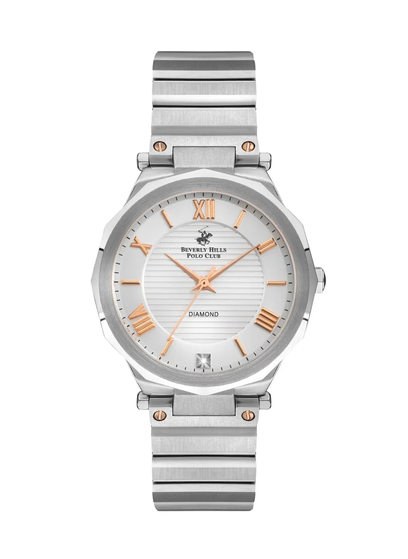 بيفرلي هيلز بولو كلوب Beverly Hills Polo Club Women's Quartz Movement Watch, Analog Display and Metal Strap - BP3264X.330, Silver
