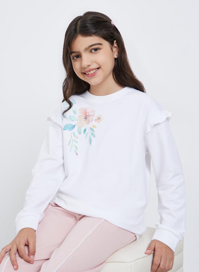 ستايلي سويت شيرت مطبع زهور - Image 1