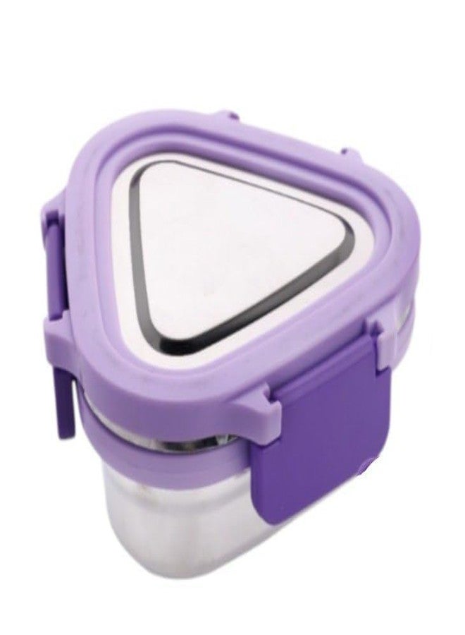 Gcrox Stainless Steel Triangle Lunch Box, Leakproof Lunch Box for Office Use | Steel Tiffin Box for Men & Women | School Lunch Box for Kids Boys Girls with Inner Snack Box (140ML) - Image 1