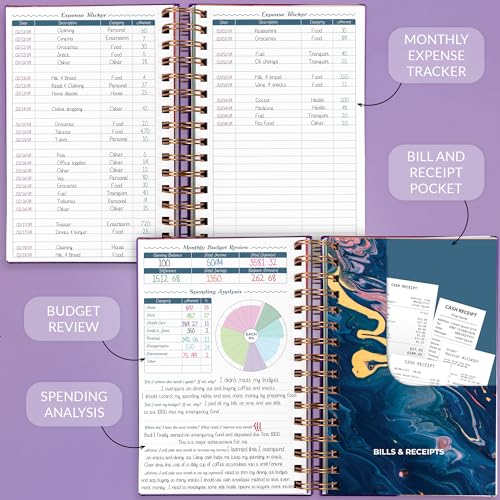 GoGirl Budget Planner & Monthly Bill Organizer – Monthly Financial Book with Pockets. Expense Tracker Notebook Journal, Compact (Purple) - Image 4
