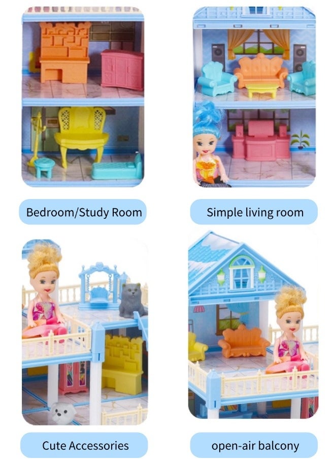 Vixplorn DIY dolls house toys for pretend play, fairy princess simulation castle DIY dolls house 4 floors 15 rooms 298 pieces with 2 strings of coloured lights Children's pretend play toys for girls Princess castle simulation games Suitable for children's gifts Gifts Suitable for children over 3 years old  - Image 5