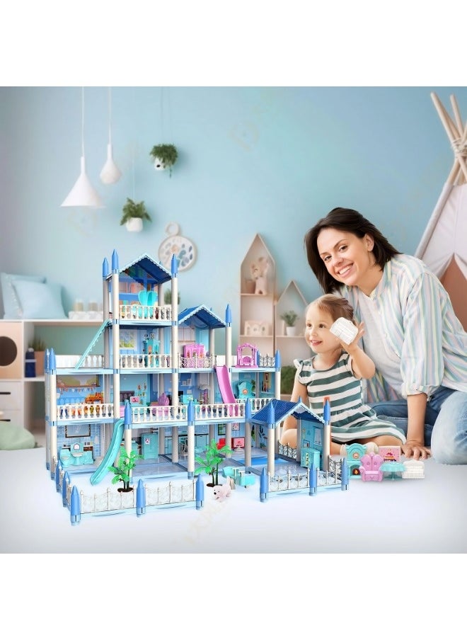Vixplorn DIY dolls house toys for pretend play, fairy princess simulation castle DIY dolls house 4 floors 15 rooms 298 pieces with 2 strings of coloured lights Children's pretend play toys for girls Princess castle simulation games Suitable for children's gifts Gifts Suitable for children over 3 years old  - Image 3