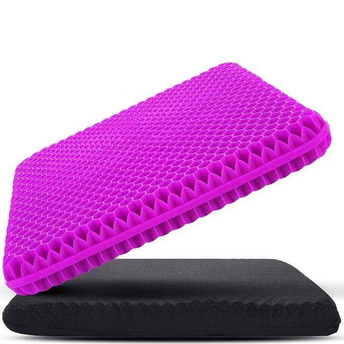 METRON Gel Seat Cushion for Long Sitting Extra Large Thick Medium Soft Breathable Cover Perfect for Wheelchair Office Chair and Hip Pain Relief Double Honeycomb Design Pack of 1Pc