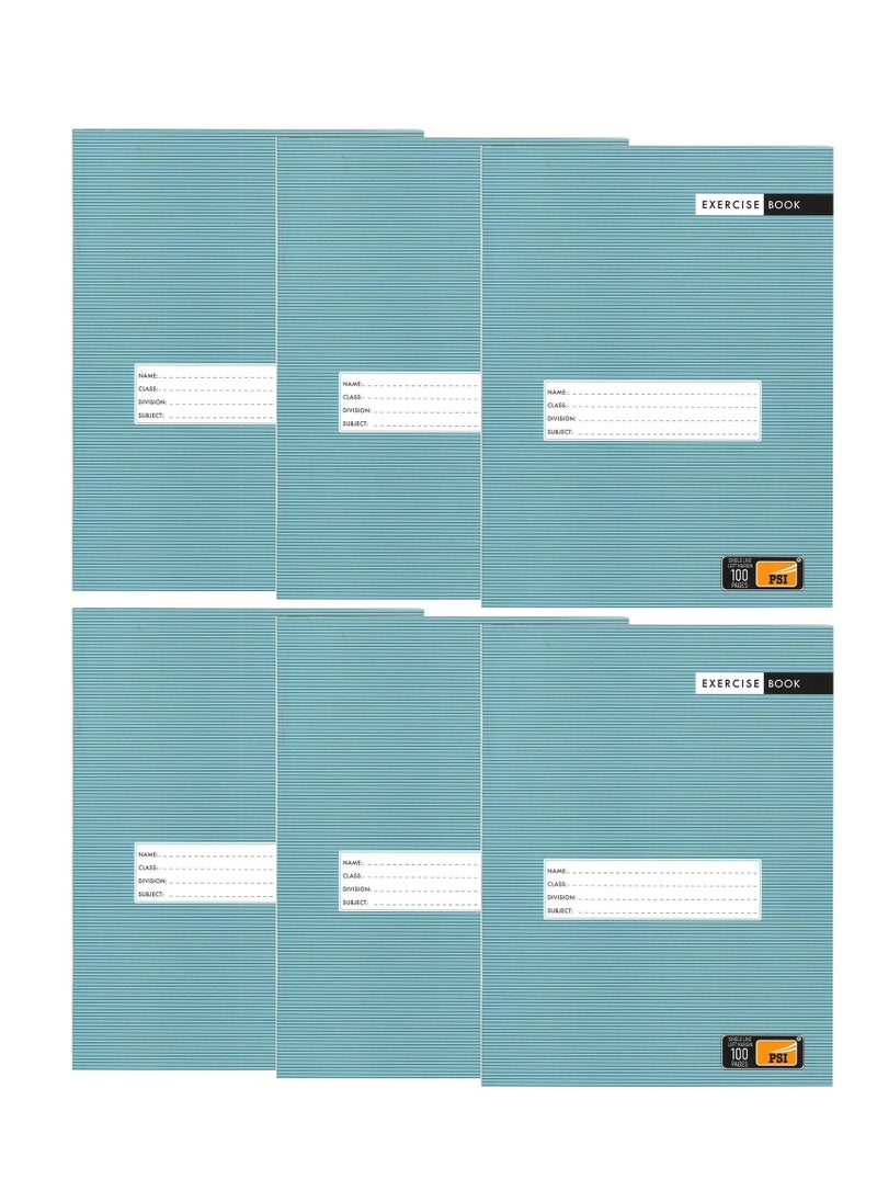 Psi - 6-Piece Single Lined Exercise Notebook With Left Margin 100 Pages A5 Size - Image 1