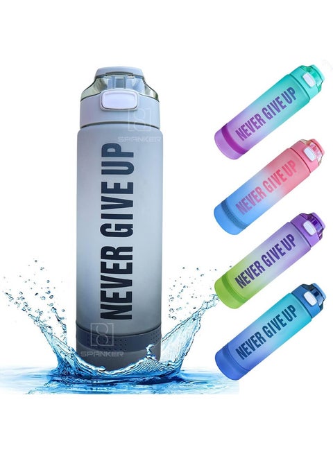 زجاجة مياه رياضية مانعة للتسرب Never Give Up سعة 900 مل مزودة بعلامة زمنية خالية من مادة BPA متعددة الالوان