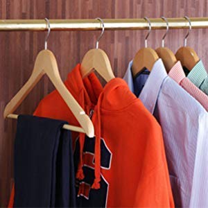 ZEPOLI - Wooden Suit Hangers - Premium Wood with Notches & Chrome Swivel Hook for Dress Clothes, Coats, Jackets (18 Pack, Beige) - Image 2